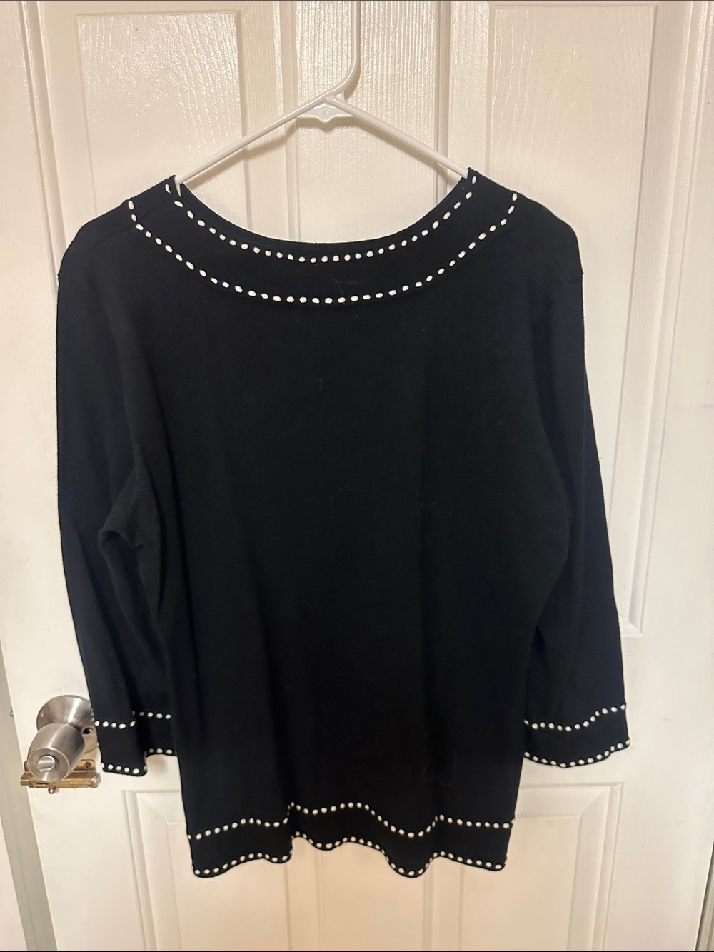 Dress Barn Black Crewneck Sweater with Stud Trim